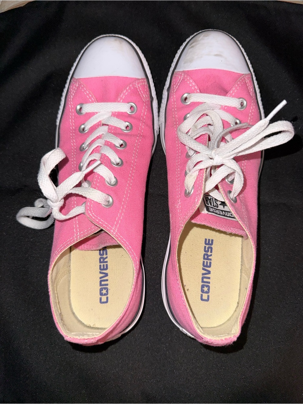 Converse Women Pink Low-Top Canvas Sneakers with White Accents size 10
